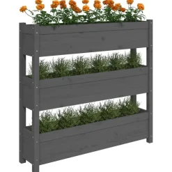 vidaXL Jardín-Jardinera de madera maciza de pino 112x25x104,5 cm