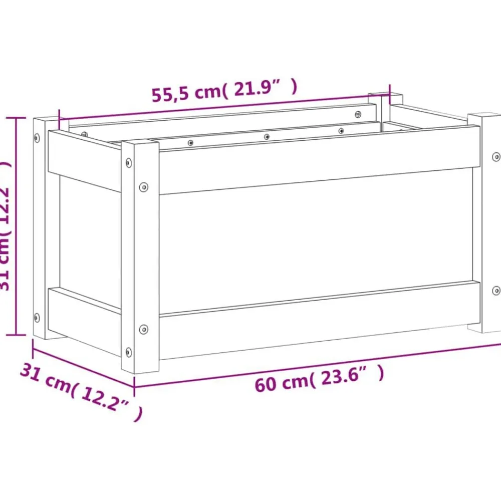 vidaXL Jardín-Jardinera de madera de pino impregnada 60x31x31 cm
