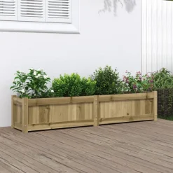 vidaXL Jardinera de madera de pino impregnada 150x31x31 cm Impregnado natural Discount
