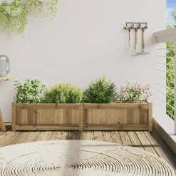 vidaXL Jardinera de madera de pino impregnada 150x31x31 cm Impregnado natural Discount