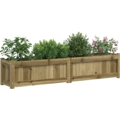 vidaXL Jardinera de madera de pino impregnada 150x31x31 cm Impregnado natural Discount