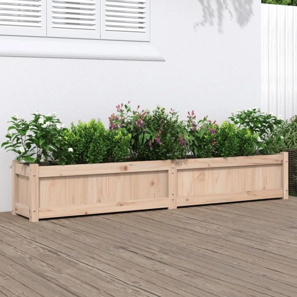vidaXL Jardinera de madera maciza de pino 180x31x31 cm Pino natural Outlet