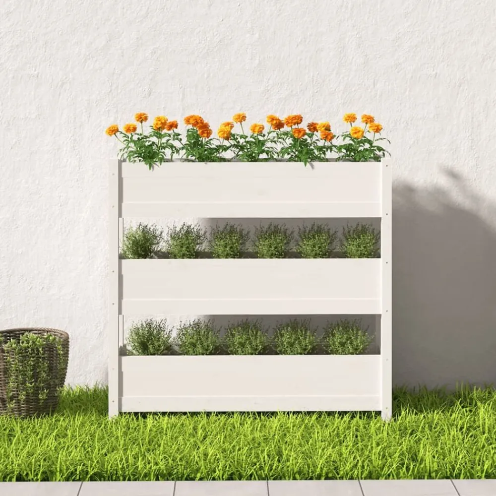 vidaXL Jardín-Jardinera de madera maciza de pino 112x25x104,5 cm