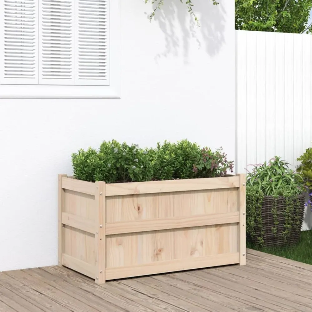vidaXL Jardinera de madera maciza de pino 90x50x50 cm Pino natural Discount