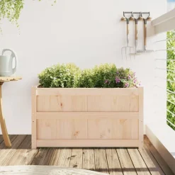 vidaXL Jardinera de madera maciza de pino 90x50x50 cm Pino natural Discount