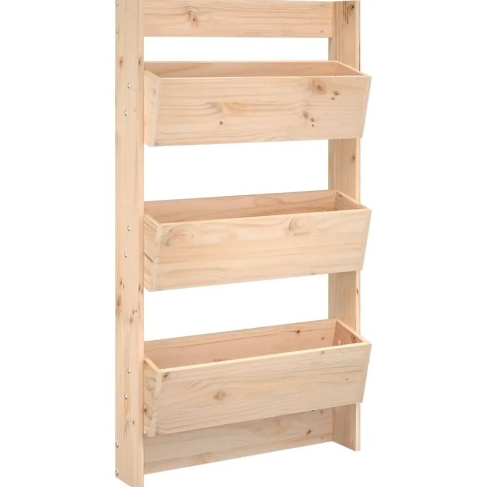 vidaXL Jardinera de pared 3 niveles madera maciza pino 60x18,5x110 cm Pino natural Outlet