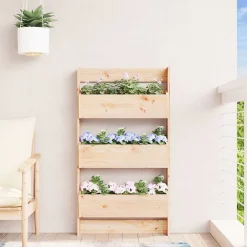 vidaXL Jardinera de pared 3 niveles madera maciza pino 60x18,5x110 cm Pino natural Outlet