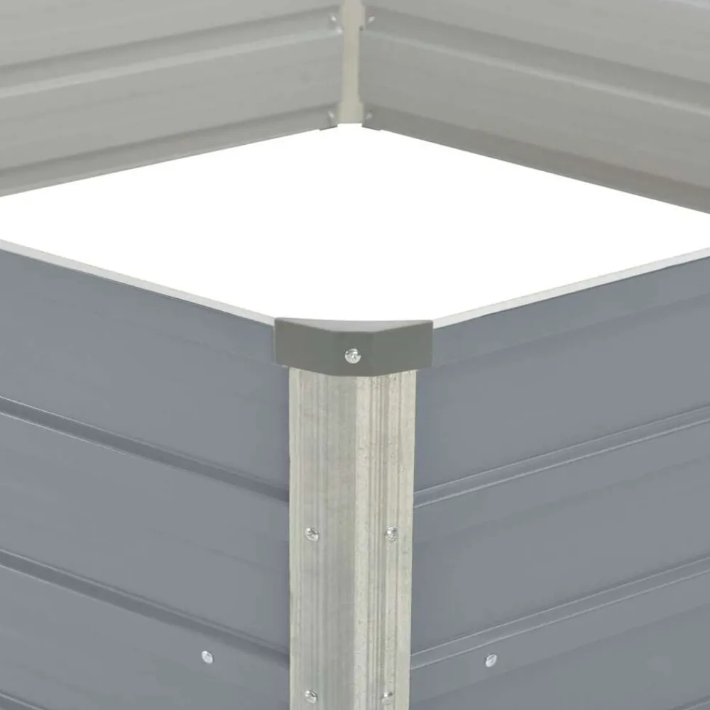 vidaXL Jardinera elevada 129x129x45 cm acero galvanizado Gris
