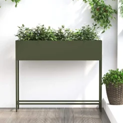 vidaXL Jardinera Elevada 100 x 26 x 82 cm Acero Verde oliva Hot