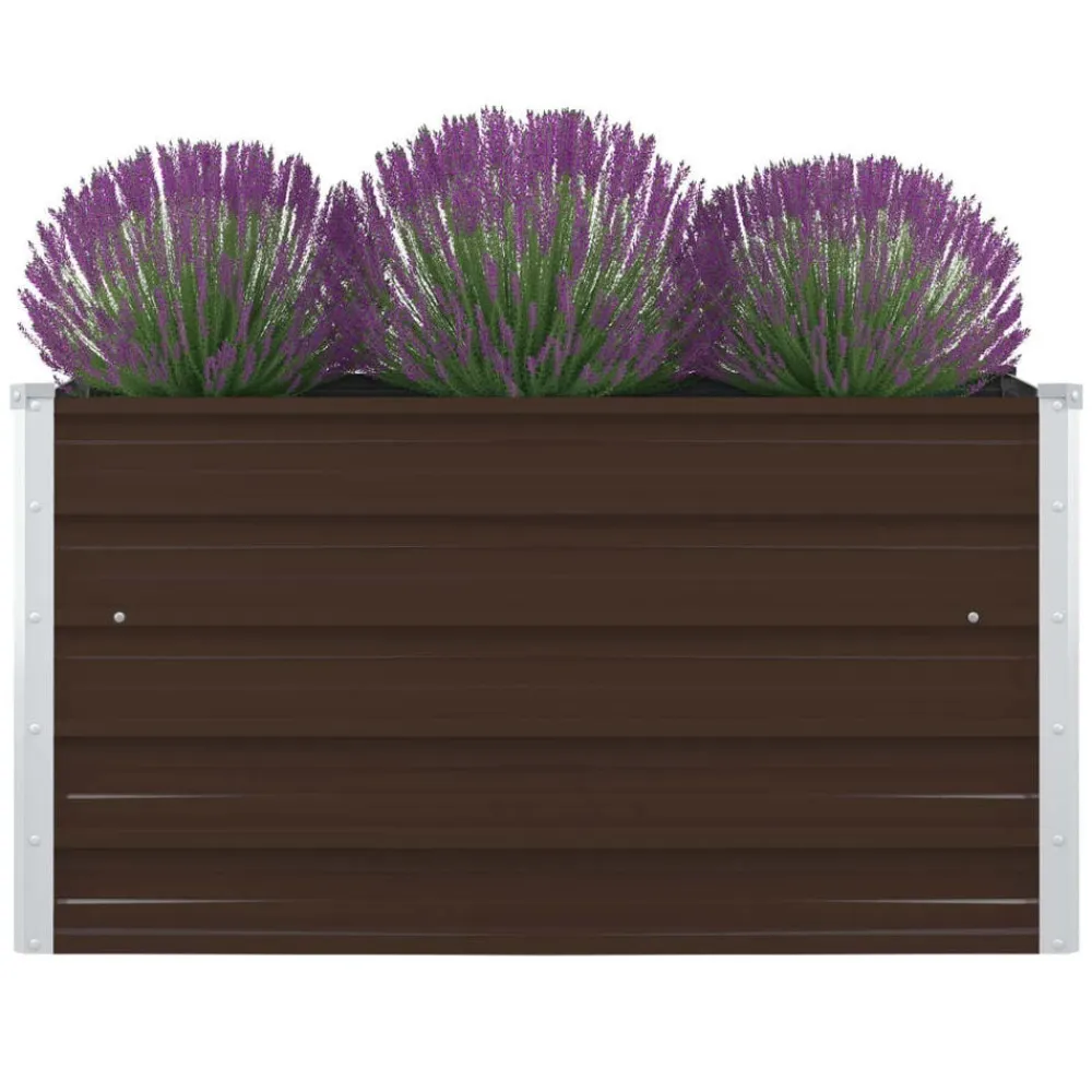 vidaXL Jardinera elevada de acero galvanizado marrón 100x100x45 cm Marrón Hot