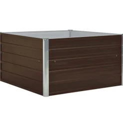 vidaXL Jardinera elevada de acero galvanizado marrón 100x100x45 cm Marr&oacute;n Hot