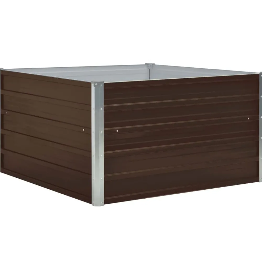 vidaXL Jardinera elevada de acero galvanizado marrón 100x100x45 cm Marrón Hot