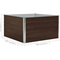vidaXL Jardinera elevada de acero galvanizado marrón 100x100x45 cm Marrón Hot