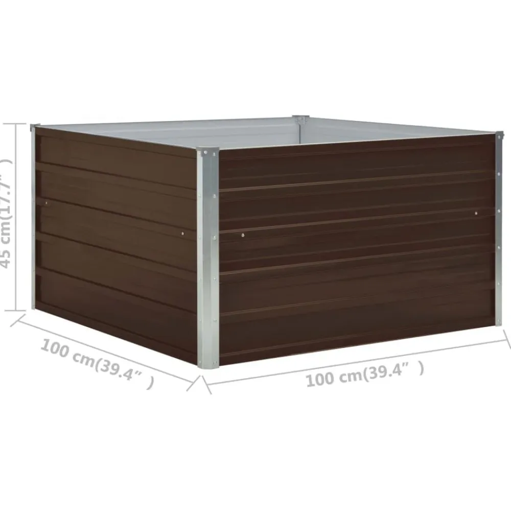 vidaXL Jardinera elevada de acero galvanizado marrón 100x100x45 cm Marrón Hot