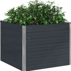 vidaXL Jardín-Jardinera elevada acero galvanizado gris 100x100x77cm