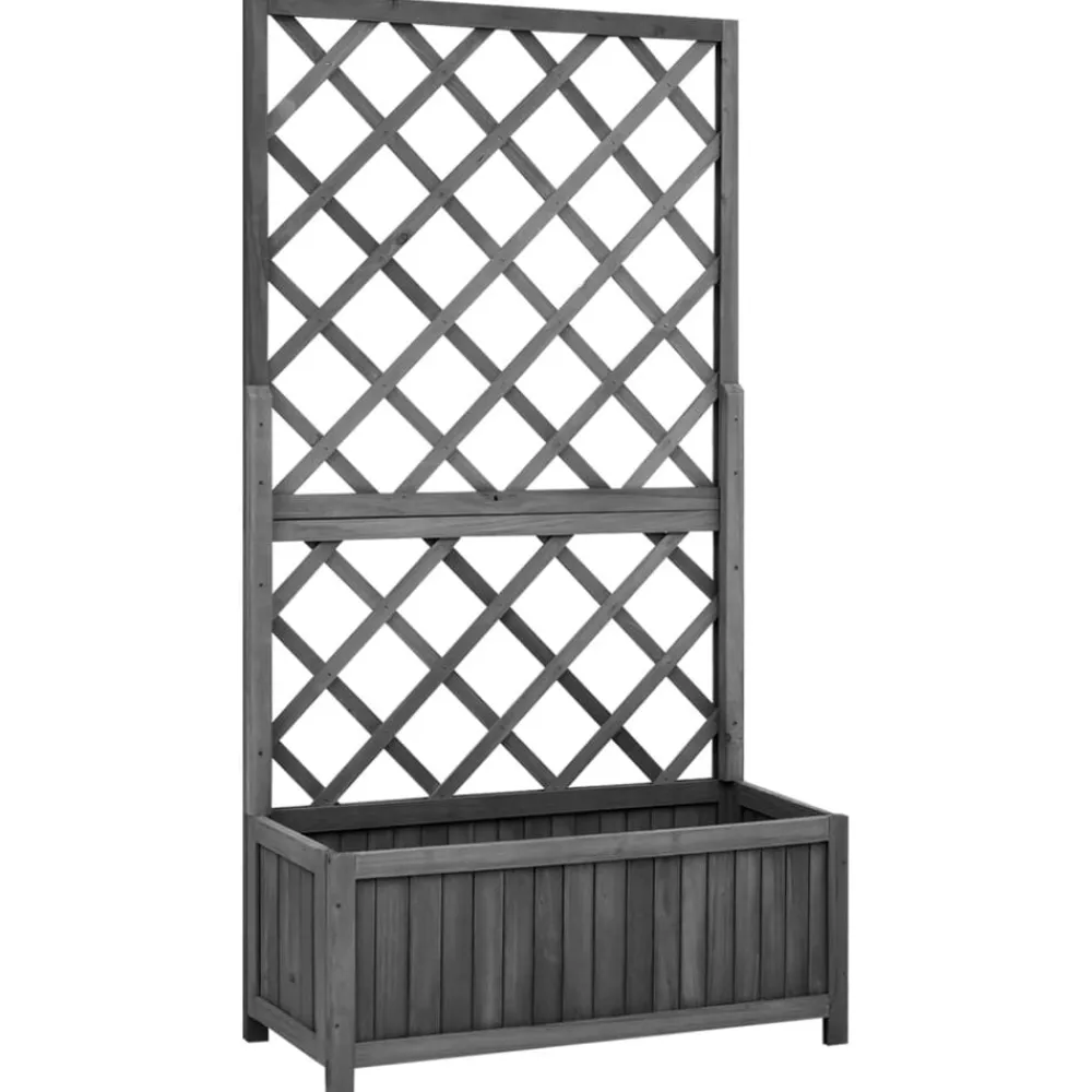 vidaXL Jardinera enrejada de jardín madera de abeto 70x30x135cm Negro Hot