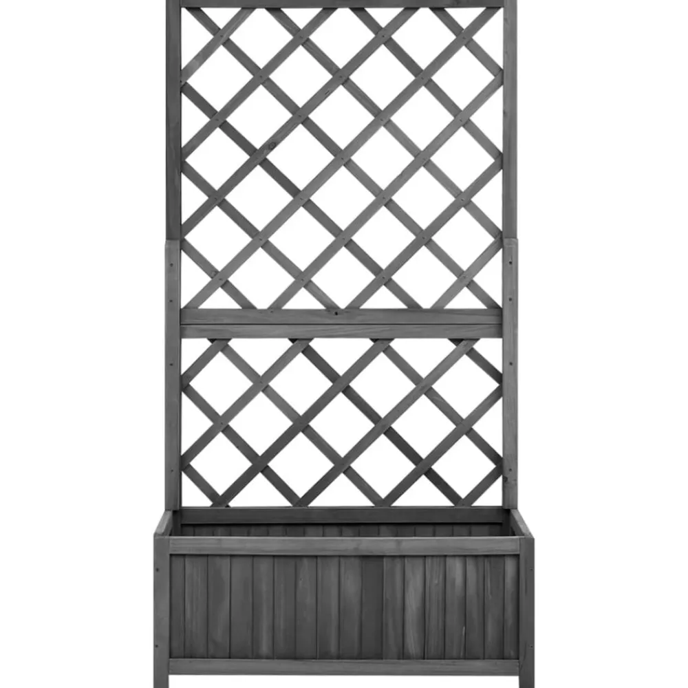 vidaXL Jardinera enrejada de jardín madera de abeto 70x30x135cm Negro Hot