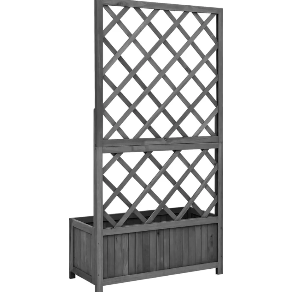 vidaXL Jardinera enrejada de jardín madera de abeto 70x30x135cm Negro Hot