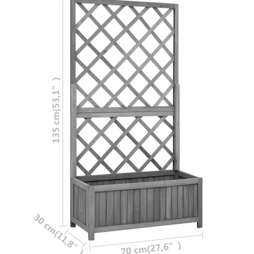 vidaXL Jardinera enrejada de jardín madera de abeto 70x30x135cm Negro Hot
