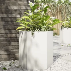 vidaXL Jardinera hexagonal acero blanco 46x40x45 cm Acero/Blanco Online
