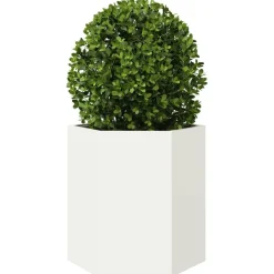 vidaXL Jardinera hexagonal acero blanco 46x40x45 cm Acero/Blanco Online