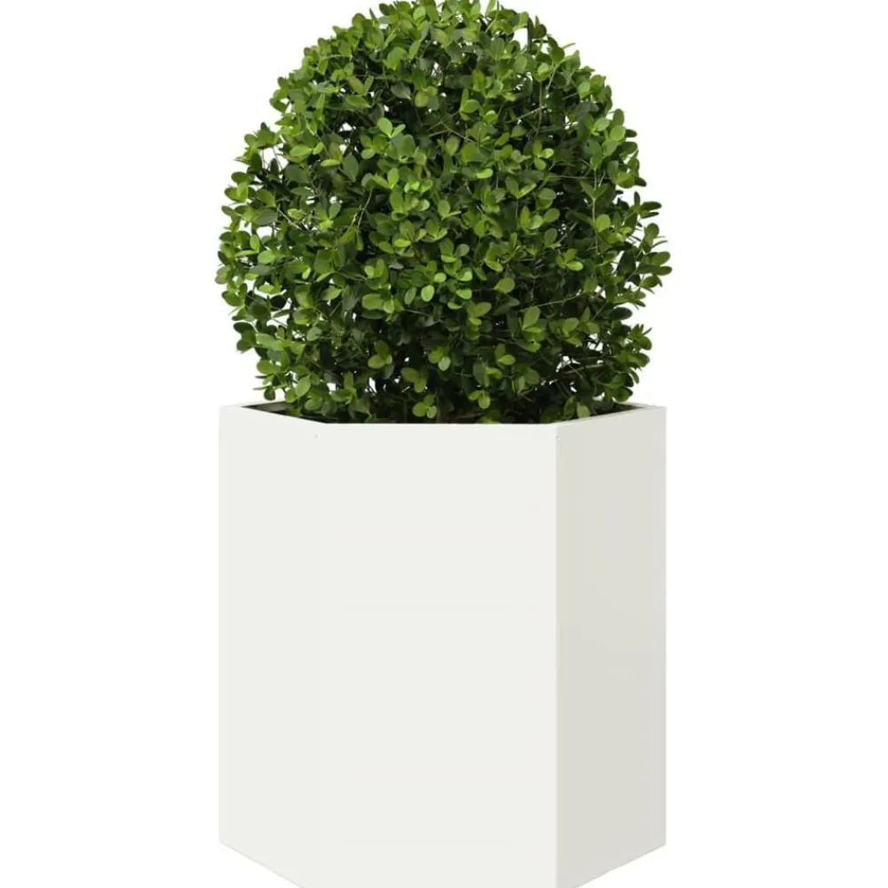 vidaXL Jardinera hexagonal acero blanco 46x40x45 cm Acero/Blanco Online