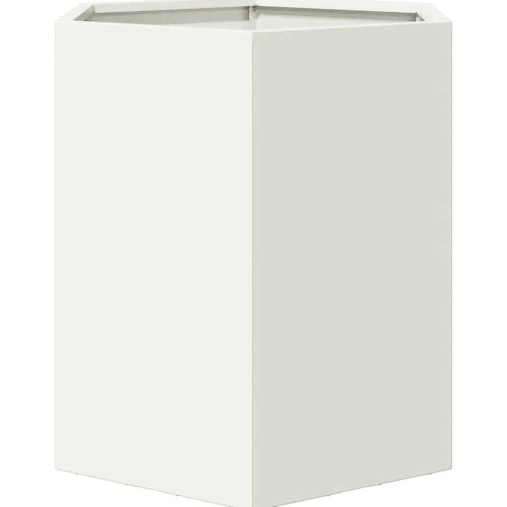 vidaXL Jardinera hexagonal acero blanco 46x40x45 cm Acero/Blanco Online