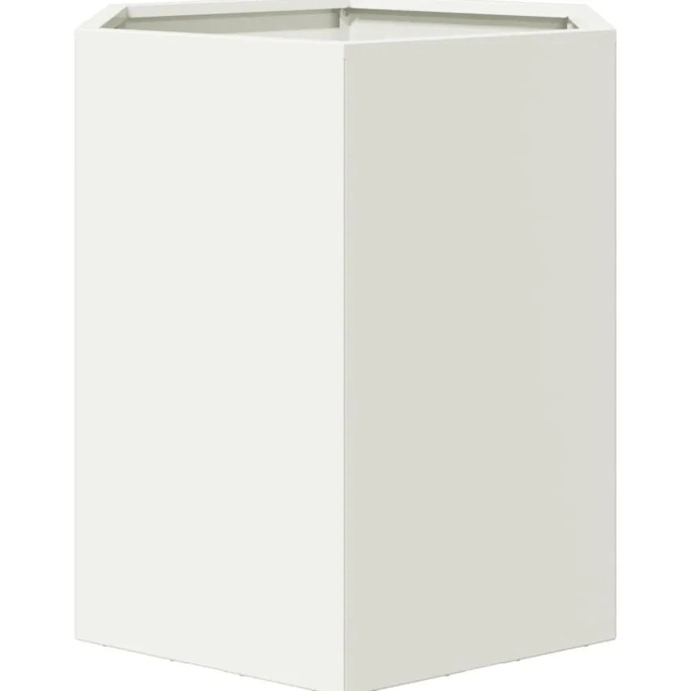 vidaXL Jardinera hexagonal acero blanco 46x40x45 cm Acero/Blanco Online