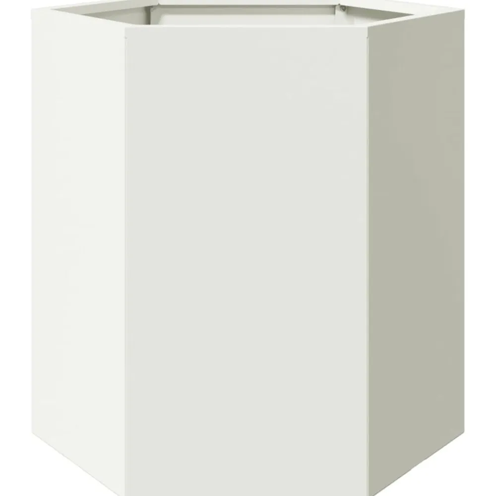 vidaXL Jardinera hexagonal acero blanco 46x40x45 cm Acero/Blanco Online