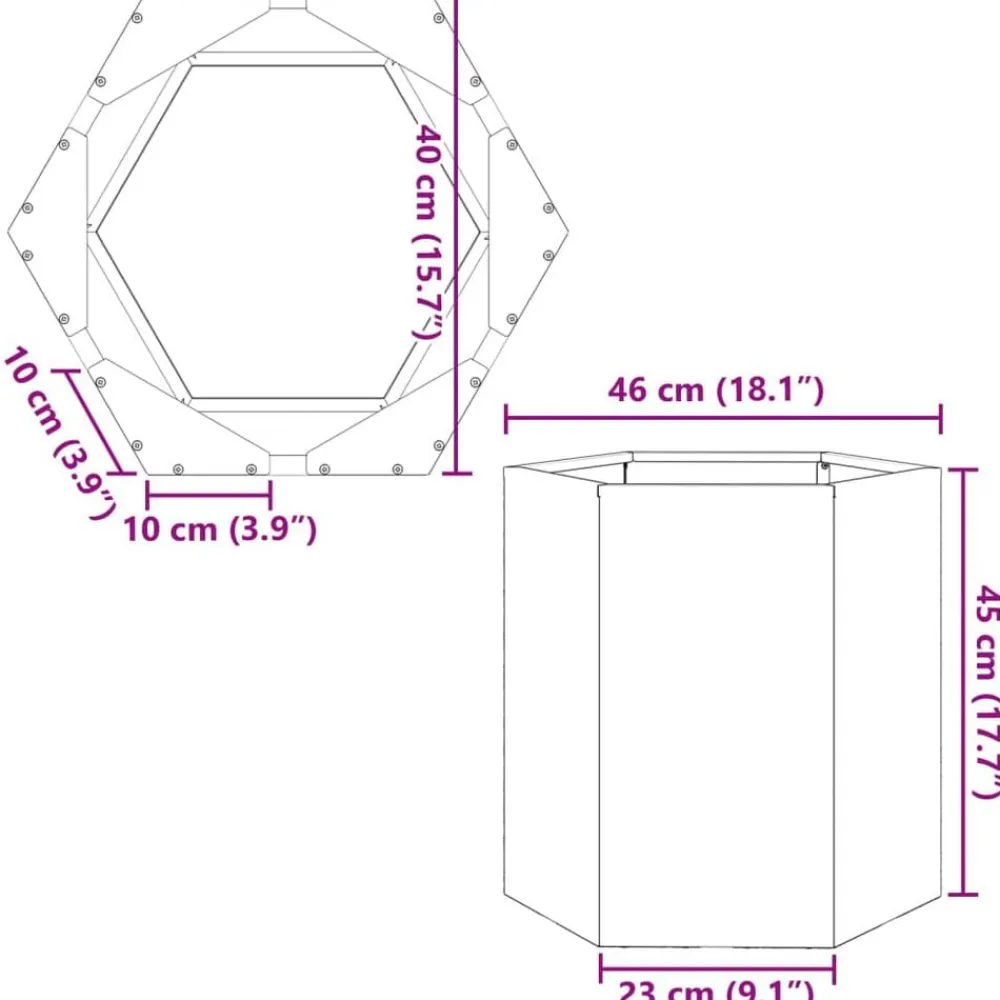 vidaXL Jardinera hexagonal acero blanco 46x40x45 cm Acero/Blanco Online