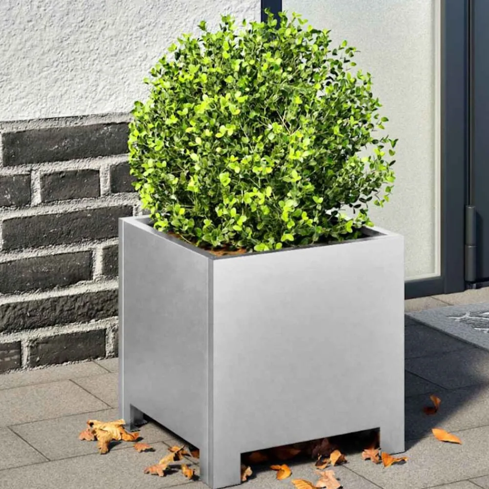 vidaXL Jardinera hexagonal de acero galvanizado 30x30x30 cm Acero galvanizado/gris Clearance