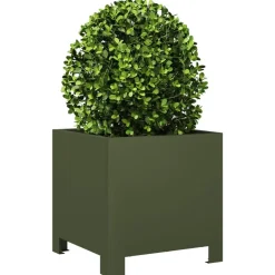 vidaXL Jardín-Jardinera hexagonal acero verde oliva 30x30x30 cm
