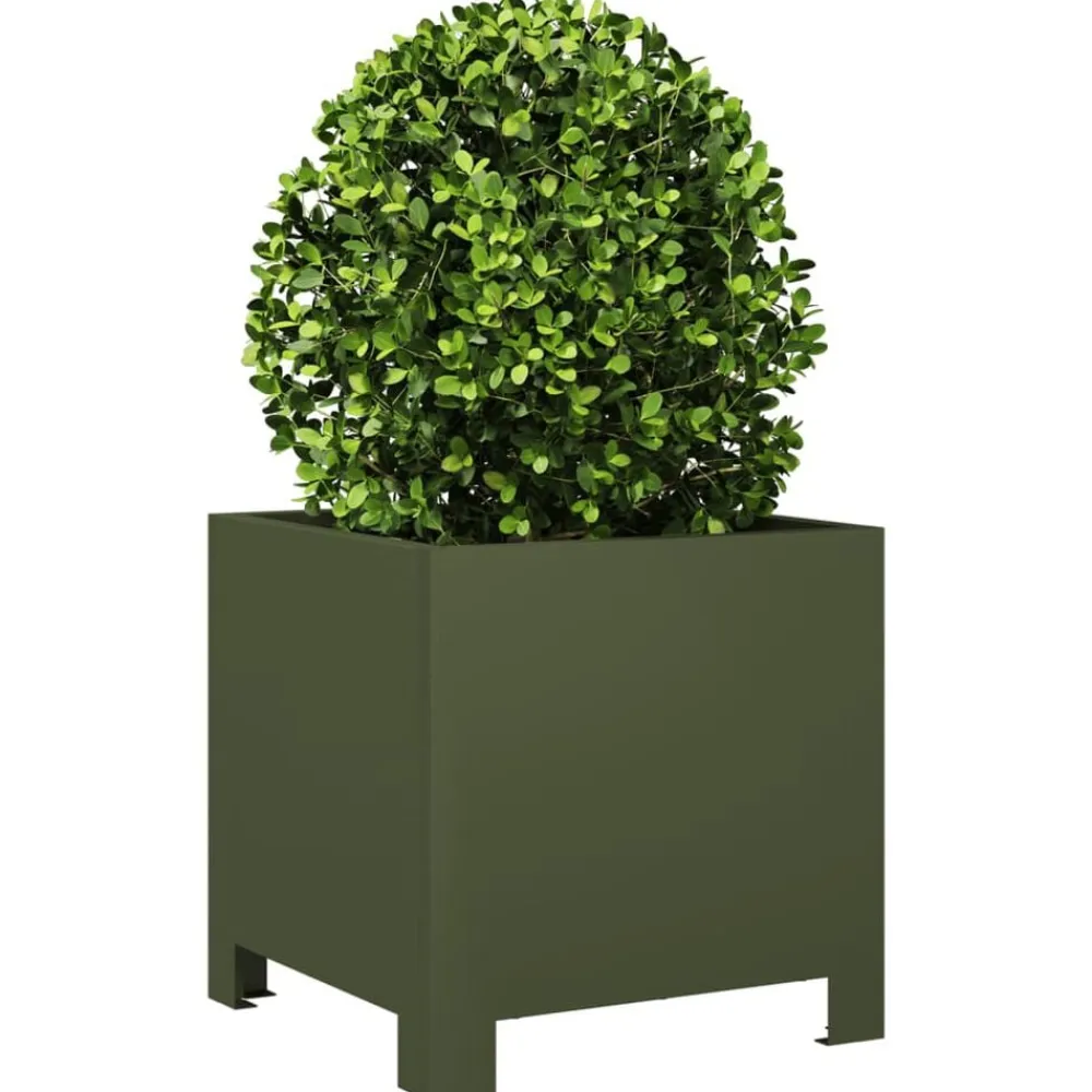vidaXL Jardín-Jardinera hexagonal acero verde oliva 30x30x30 cm