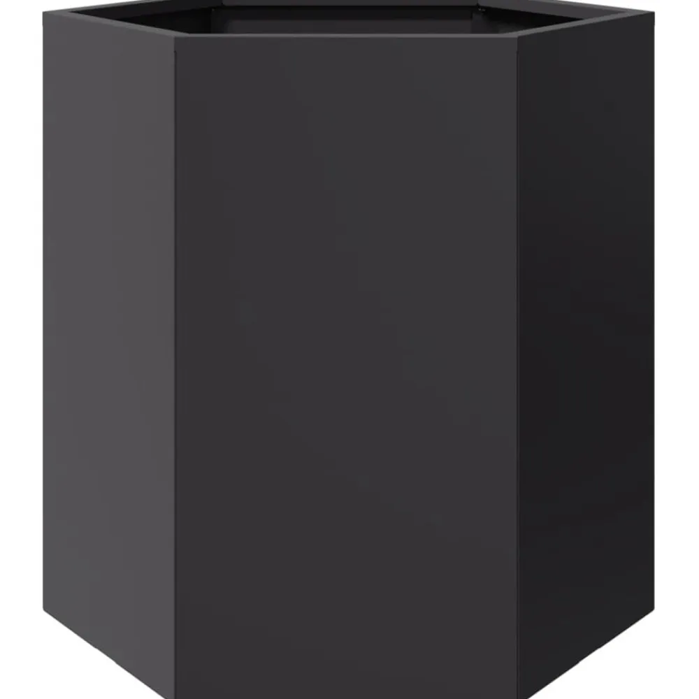vidaXL Jardinera hexagonal acero negra 46x40x45 cm Acero/Negro New