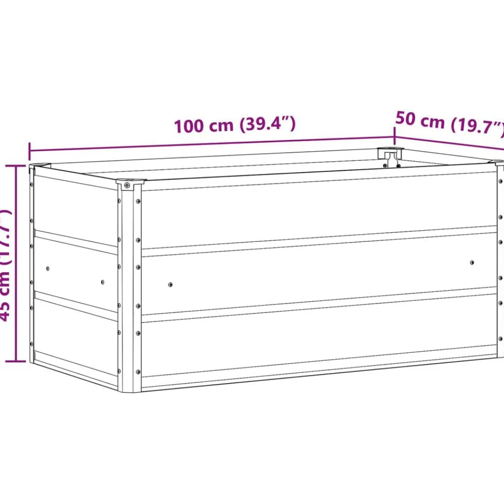vidaXL Jardín-Jardinera 100 x 50 x 45 cm Acero Galvanizado