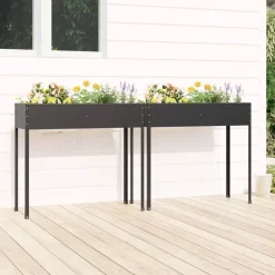 vidaXL Jardín-Jardineras 2 unidades acero galvanizado gris antracita