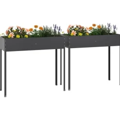 vidaXL Jardín-Jardineras 2 unidades acero galvanizado gris antracita