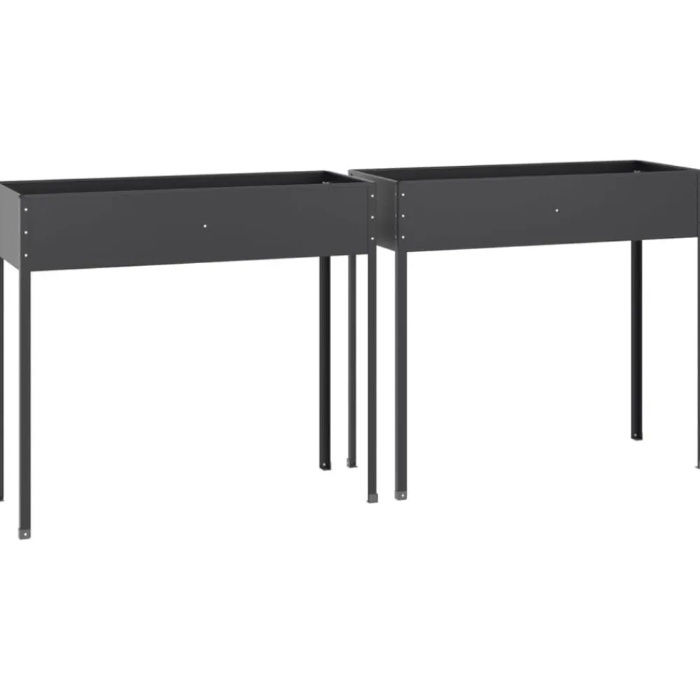 vidaXL Jardín-Jardineras 2 unidades acero galvanizado gris antracita