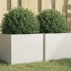 vidaXL Jardín-Jardineras 2 unidades acero blanco 32x30x29 cm