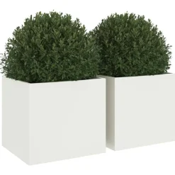 vidaXL Jardín-Jardineras 2 unidades acero blanco 32x30x29 cm