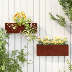 vidaXL Jardín-Jardineras de pared 2 uds acero corten oxidado 53x10x17 cm