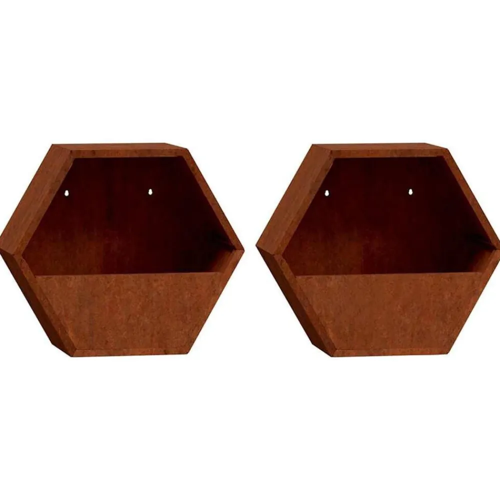 vidaXL Jardín-Jardineras de pared 2 uds acero corten oxidado 30x10x25 cm