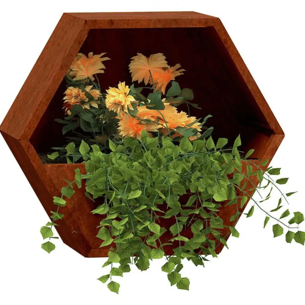 vidaXL Jardín-Jardineras de pared 2 uds acero corten oxidado 30x10x25 cm