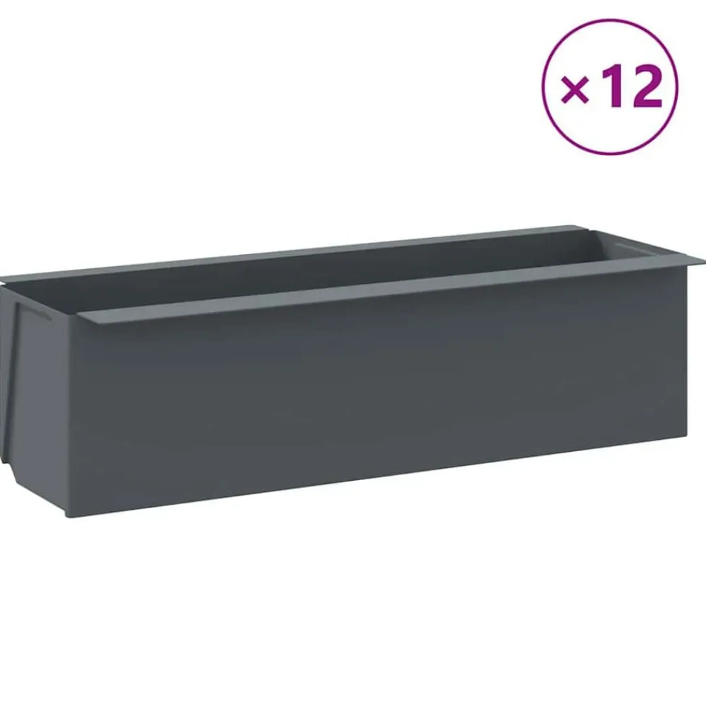 vidaXL Jardín-Jardineras para europalés 12 uds PP gris 36x13,5x9,5 cm