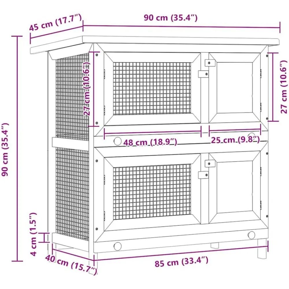 vidaXL Productos Para Mascotas-Jaula conejera con 4 puertas madera