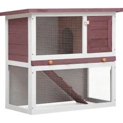 vidaXL Jaula conejera con 1 puerta madera marrón Marr&oacute;n Hot