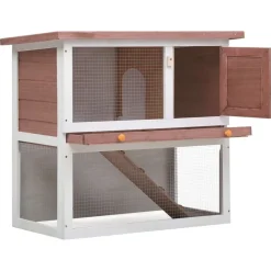 vidaXL Jaula conejera con 1 puerta madera marrón Marr&oacute;n Hot