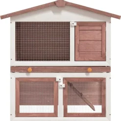 vidaXL Jaula conejera con 3 puertas madera marrón Marr&oacute;n Online