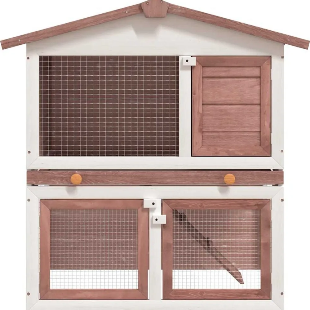 vidaXL Jaula conejera con 3 puertas madera marrón Marrón Online