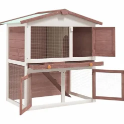 vidaXL Jaula conejera con 3 puertas madera marrón Marrón Online